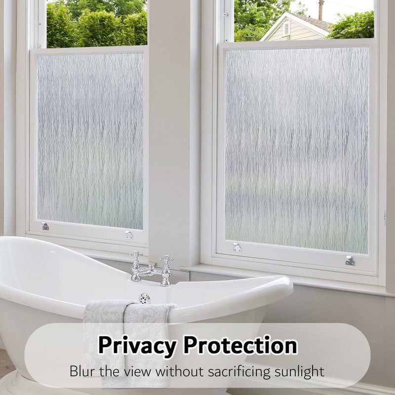VELIMAX Frosted Window Privacy Film Non Adhesive Window Cling Removable Glass Covering Clear Water Opaque Window Film for Home Anti UV 35.4x157.4 inches - Image 4